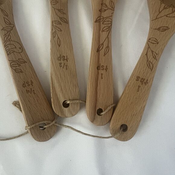 Talisman Designs Engraved Beechwood Kitchen Utensil Lot Spoons Cups Spreaders - Picture 6 of 14